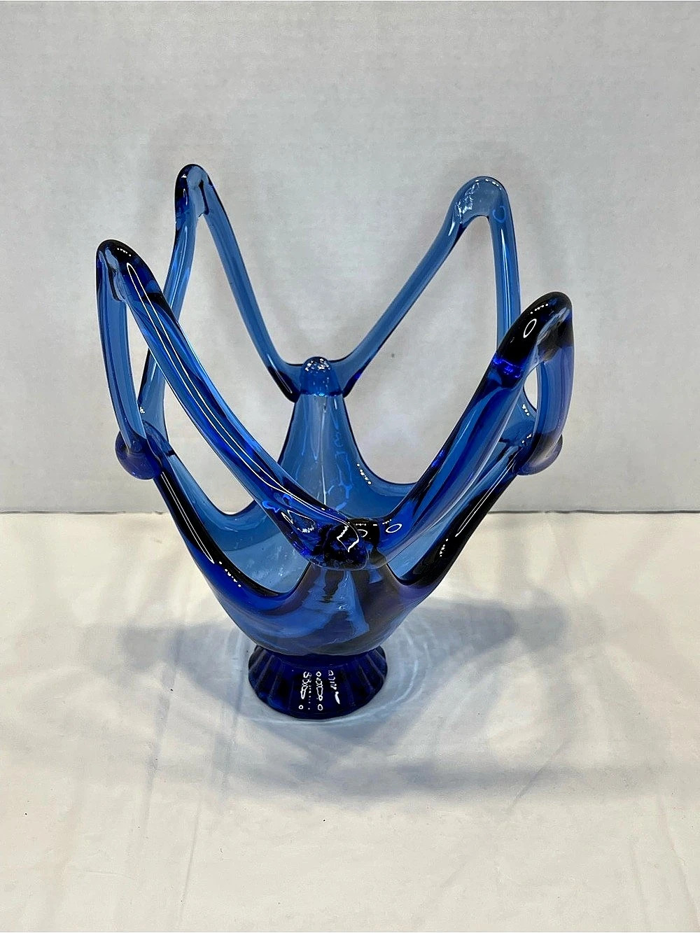 Hand Made Blue Glass Decor Sculpture